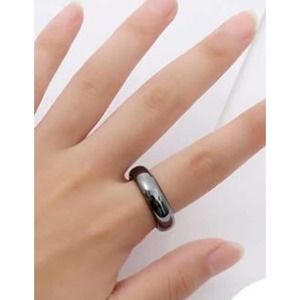 Black Hematite Stone Band Ring - Size 9